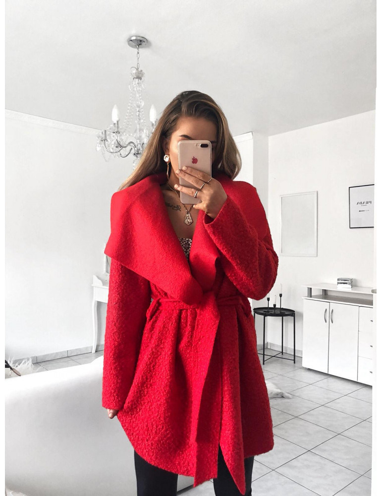 Women Fashion Woolen Coat Jacket With Belt Lapel Outwear Overcoat Windproof Autumn Irregular Tops