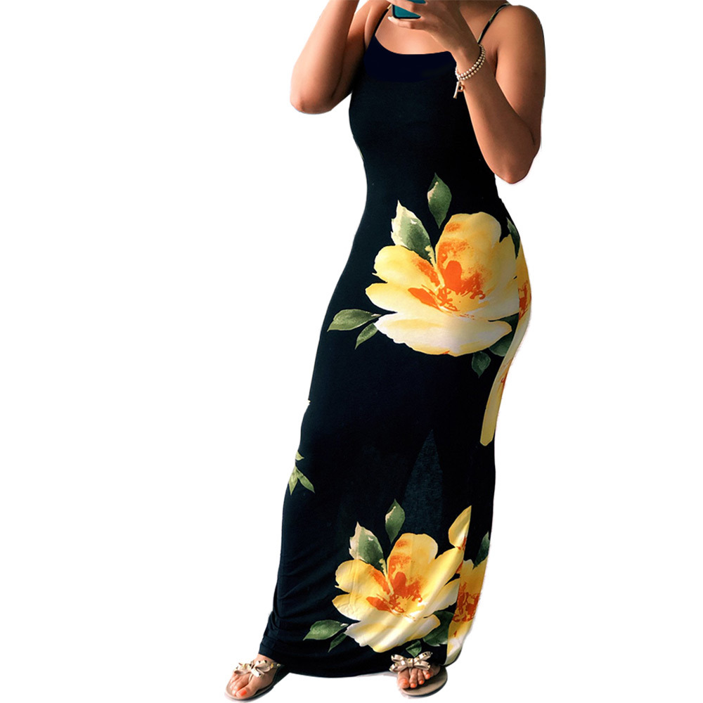 Casual Printed Straps Maxi Dress